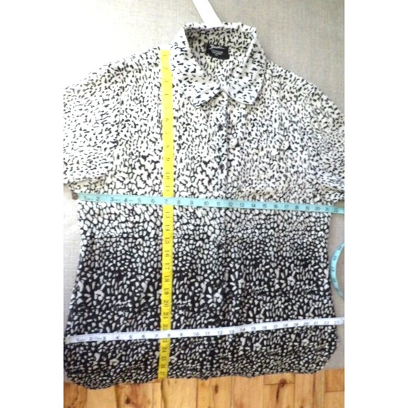 Zashi NWT Blouse Shirt Button Up Sheer Animal Print Ombre New Coverup 3/4 Sleeve - Picture 9 of 15